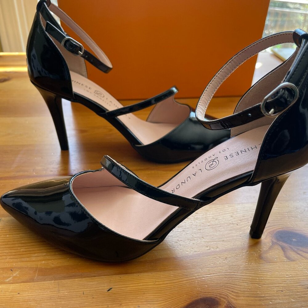 Black Patent Pointy Toe Stiletto Heels US 7.5